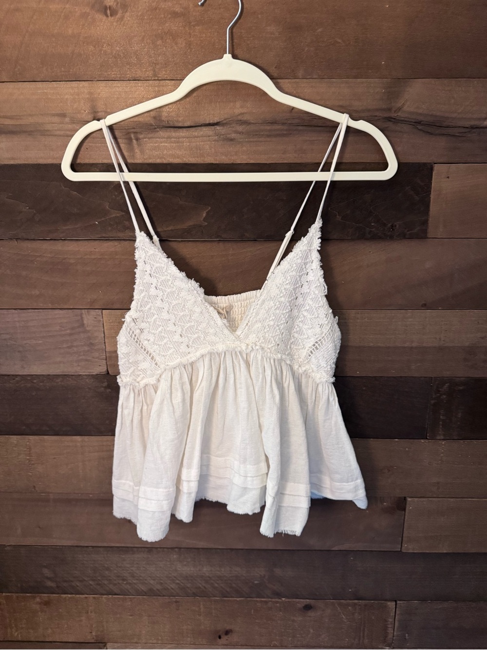 Ocean Drive Ivory Crochet Babydoll Camisole